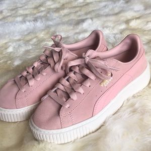 Pink Suede Puma Tennis Shoes